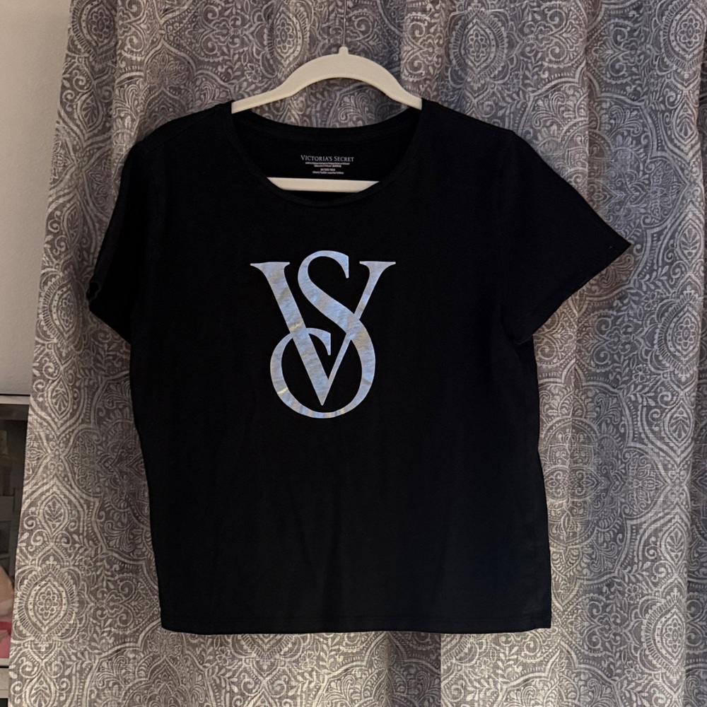 Victoria's Secret Black Short Sleeve Tee with Logo